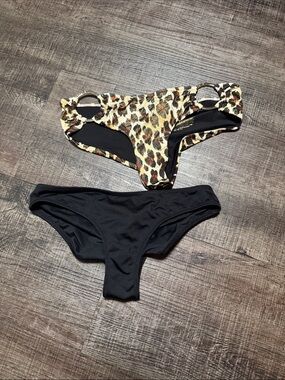 PINK Victoria's Secret Leopard & Black Bikini Bottoms